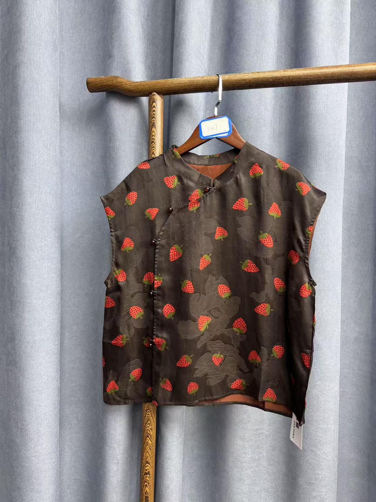 （瑕疵）夏季新款时尚简约新中式桑蚕丝奥黛提花上衣女y369