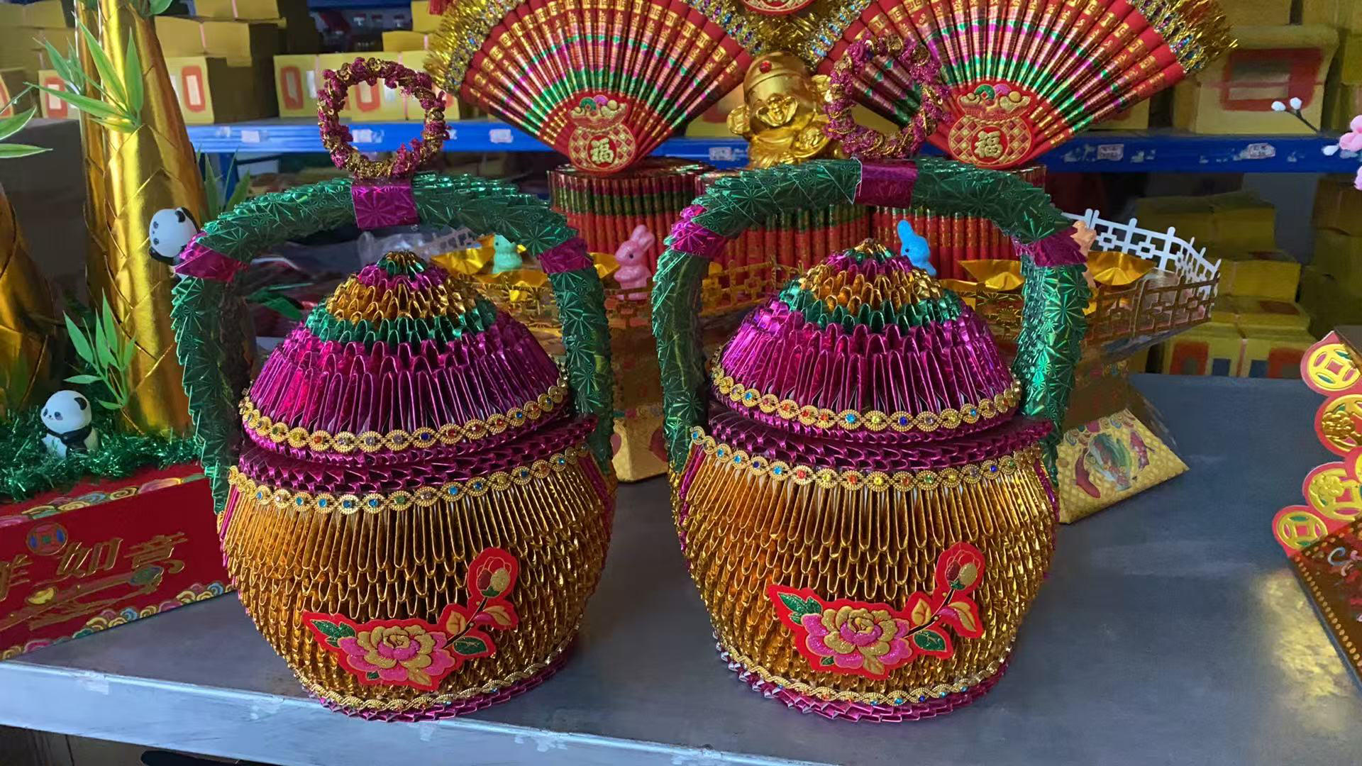 潮汕中秋塔角仔花篮手工DIY材料包一对含有教程