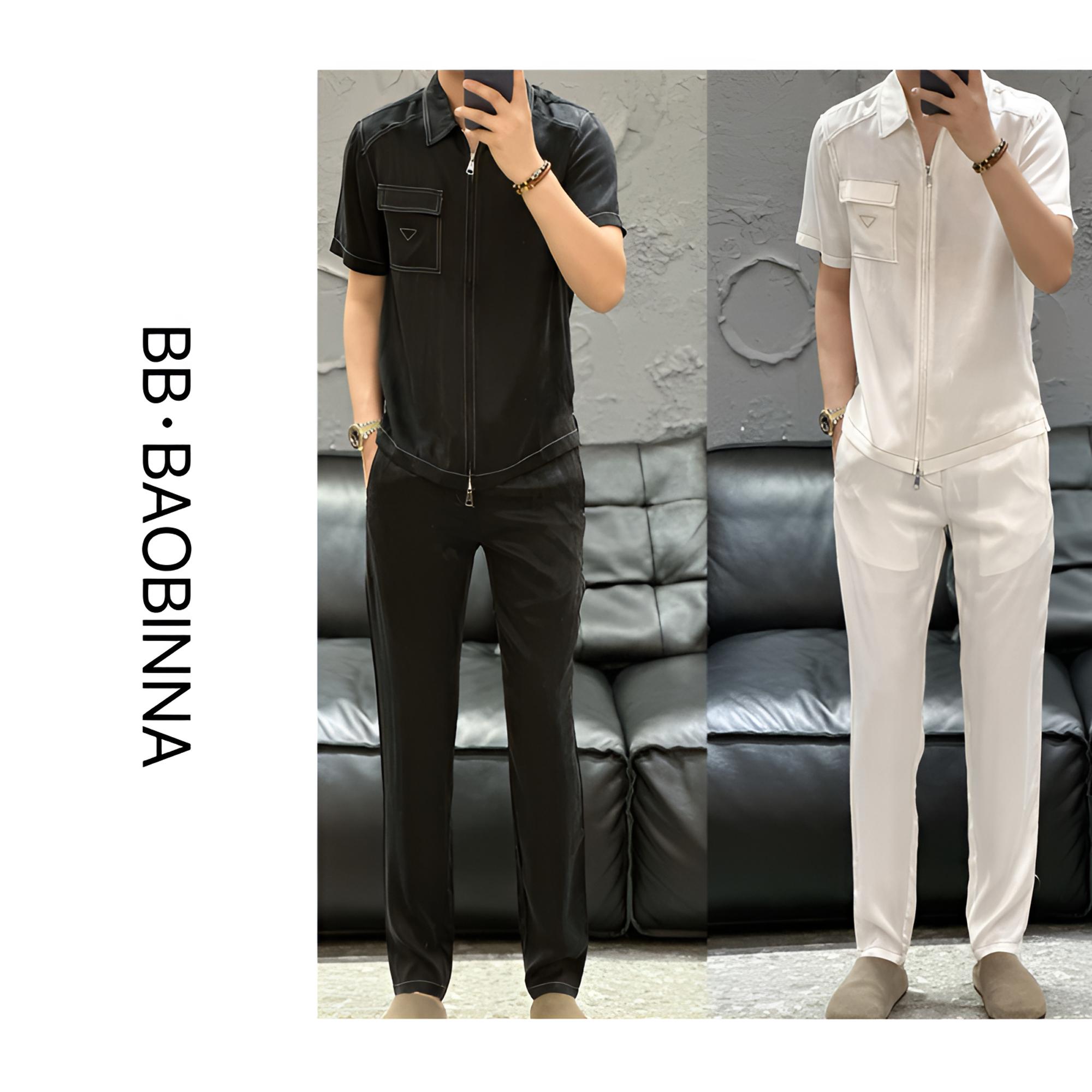  小野· 男装 | 品质推荐‘夏季男士时尚百搭铜氨丝混纺套装258197