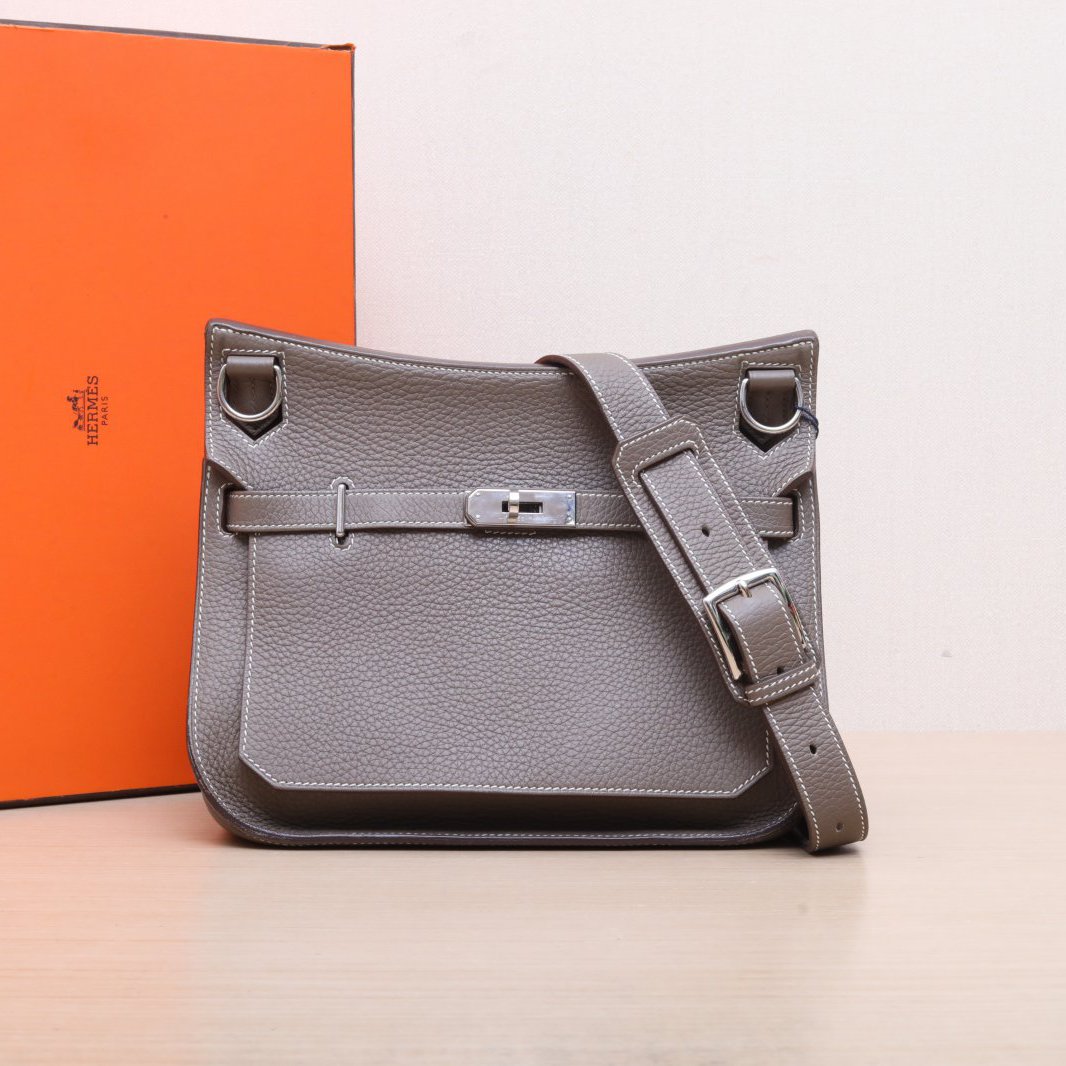 95新 Hermes/爱马仕 小花6欢 吉普赛 28 大象灰 TC皮 框O 银扣包 