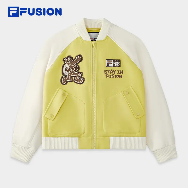 FUSION斐乐潮牌针织长袖外套女25冬新款宽松拼色球服T11W549701F