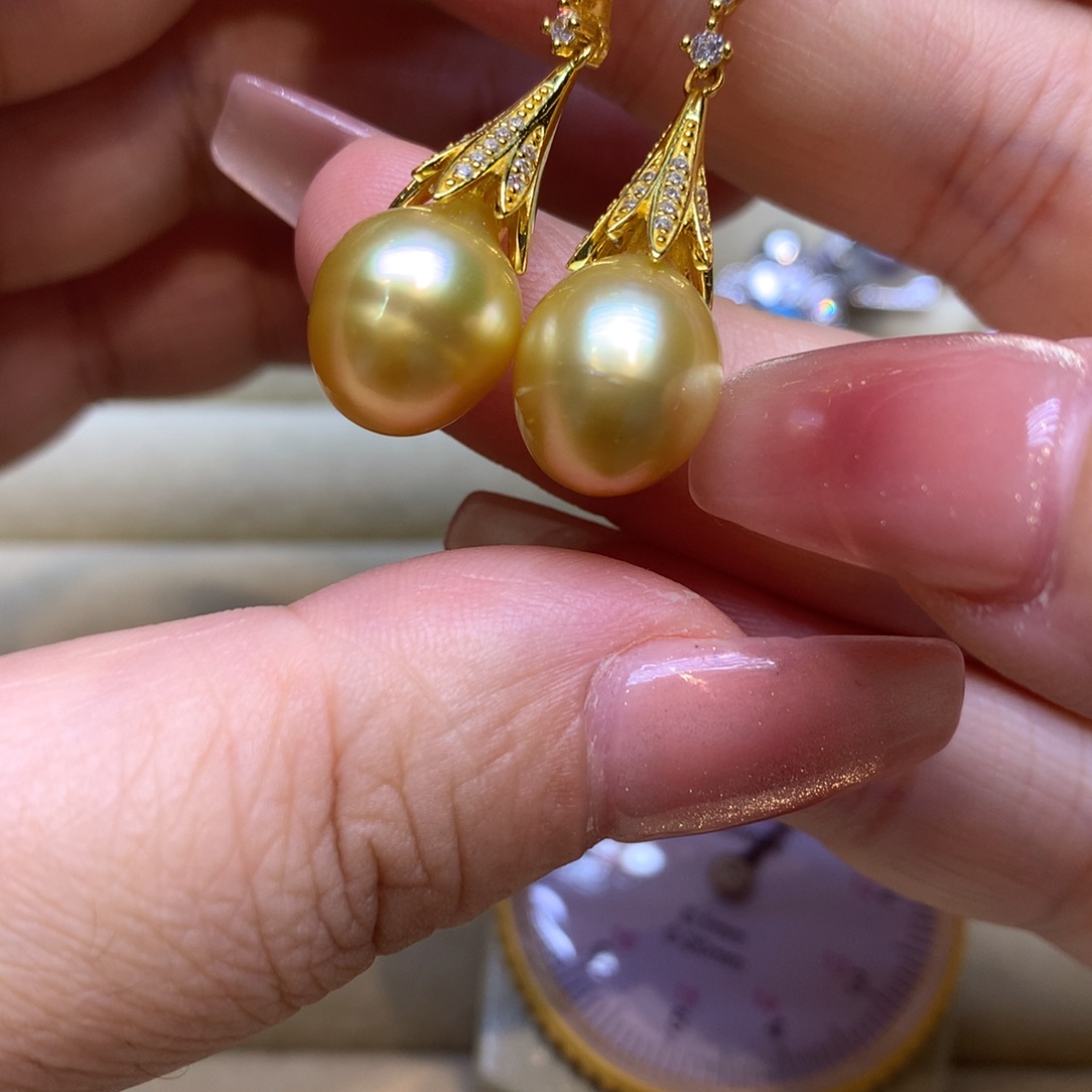 银S925镶嵌耳饰海水珍珠