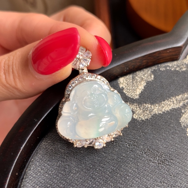 翡翠银S925镶嵌颈饰蓝佛公