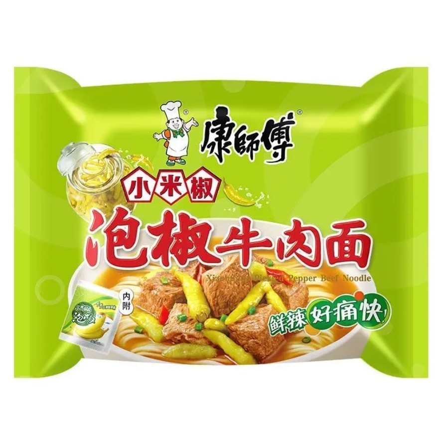 康师傅泡椒牛肉面105g/袋（默认泡椒味，拍其他味道请备注一下哦）