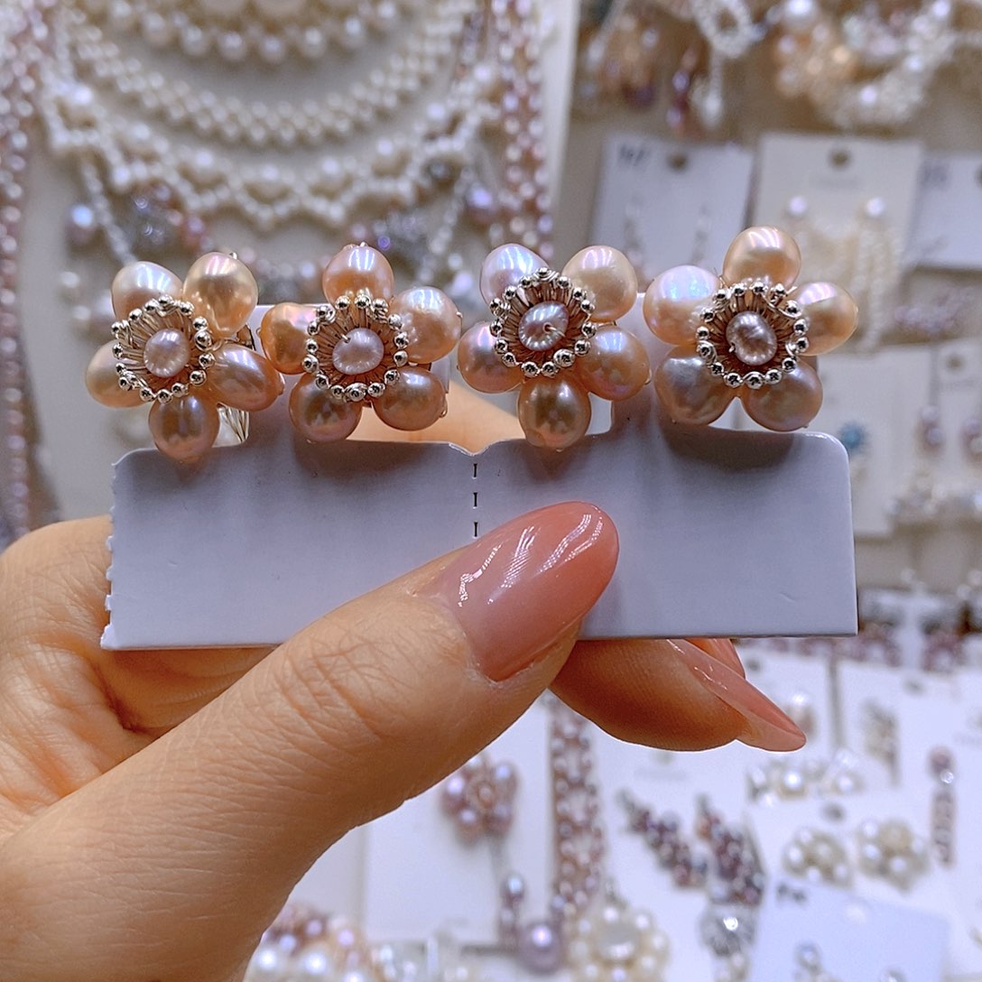 银S925镶嵌耳饰淡水珍珠