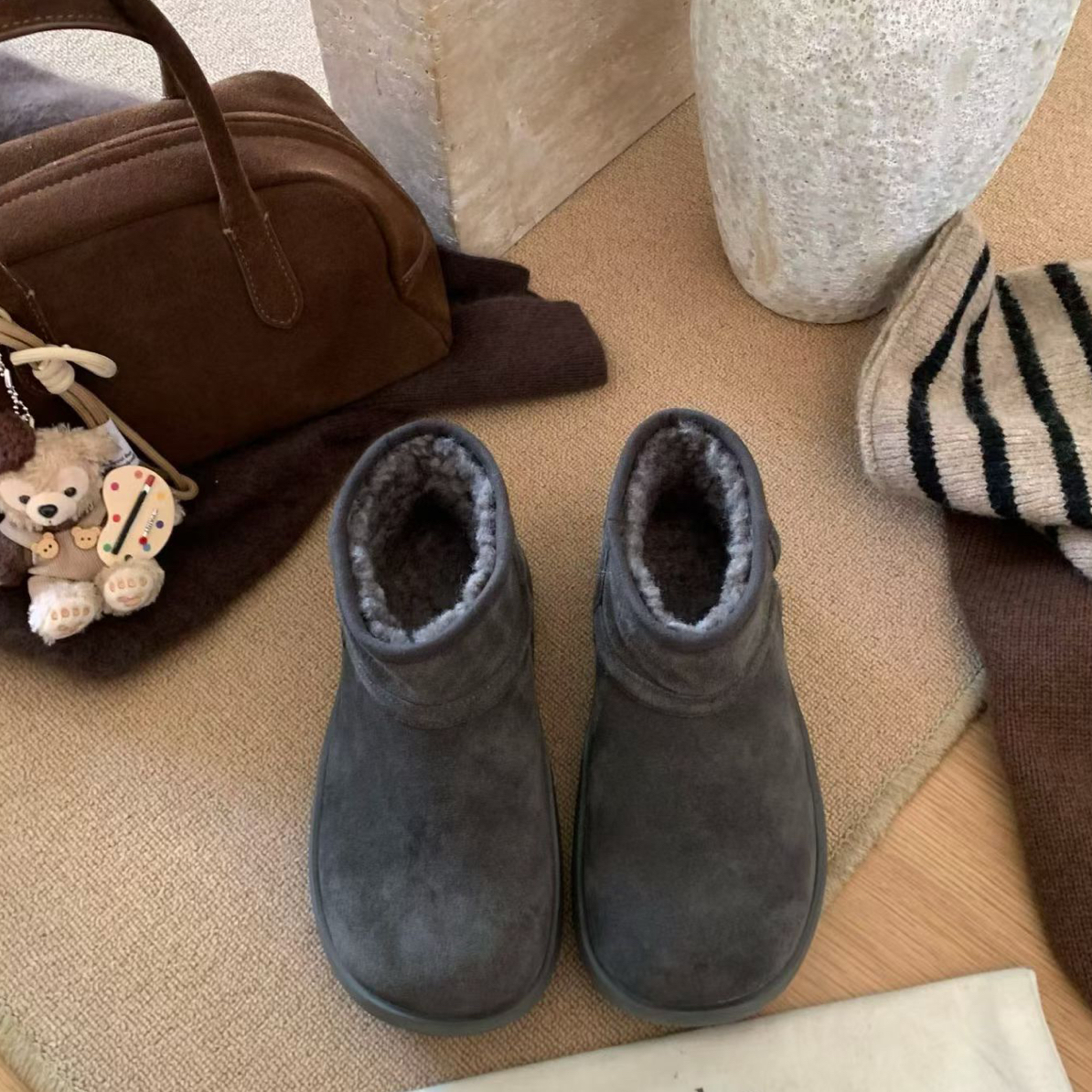 蒙古女款牛皮雪地靴小土豆雪地靴