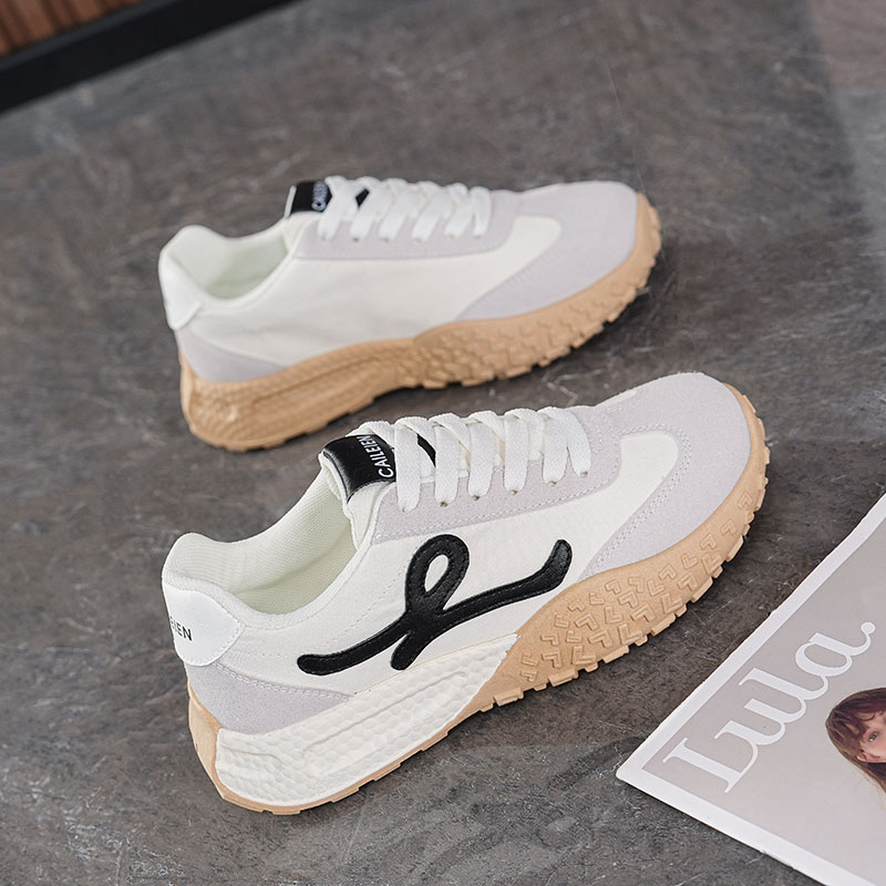 德训鞋女2025秋季新款透气鞋子女厚底软底运动鞋休闲增高老JD520