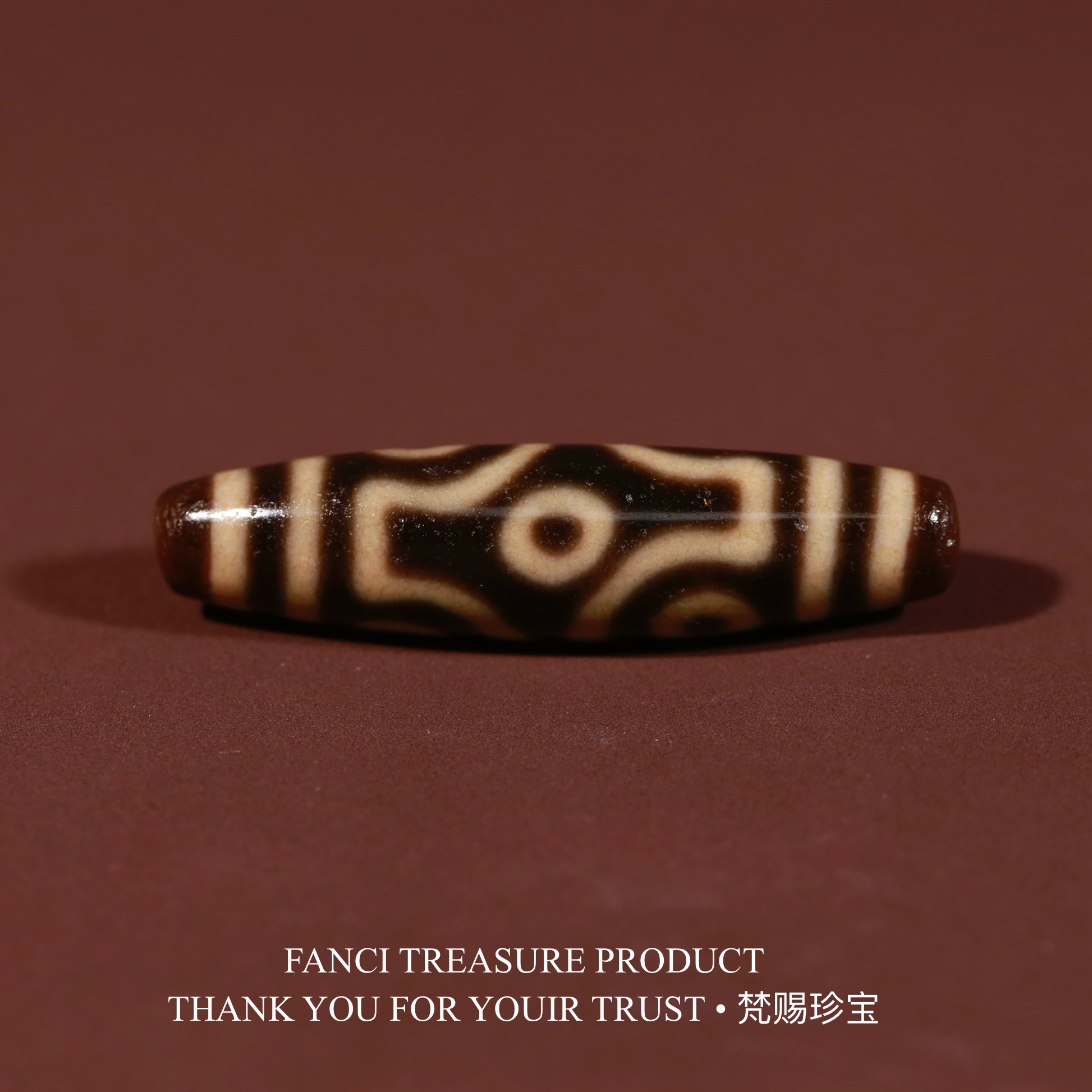 梵赐珍宝·【上肯老超顶】老许亲工满砂十字金刚六眼52.6x13.2mm天珠