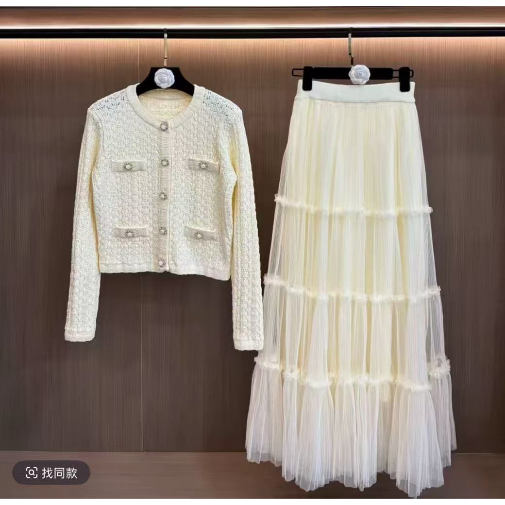 25286/25287名媛风高腰高弹力中长裙半身裙半裙百褶套装裙子轻奢