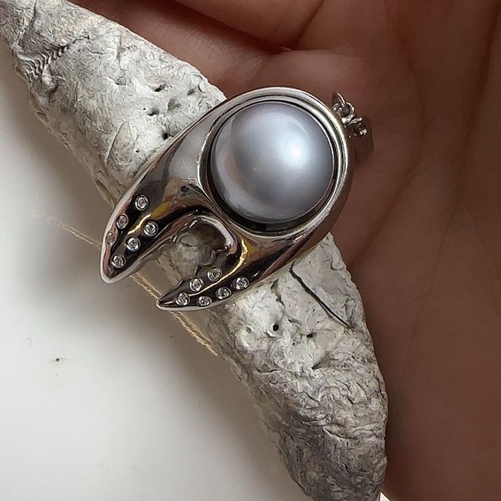 海水珍珠吊坠(不含链)银S925镶嵌