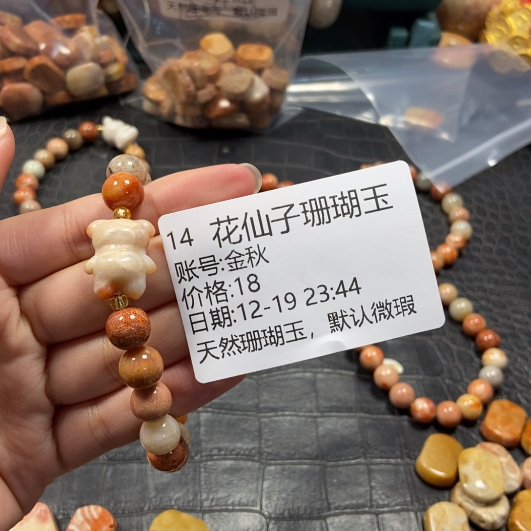 金***秋硅化珊瑚（珊瑚玉）未镶嵌珠宝半成品14