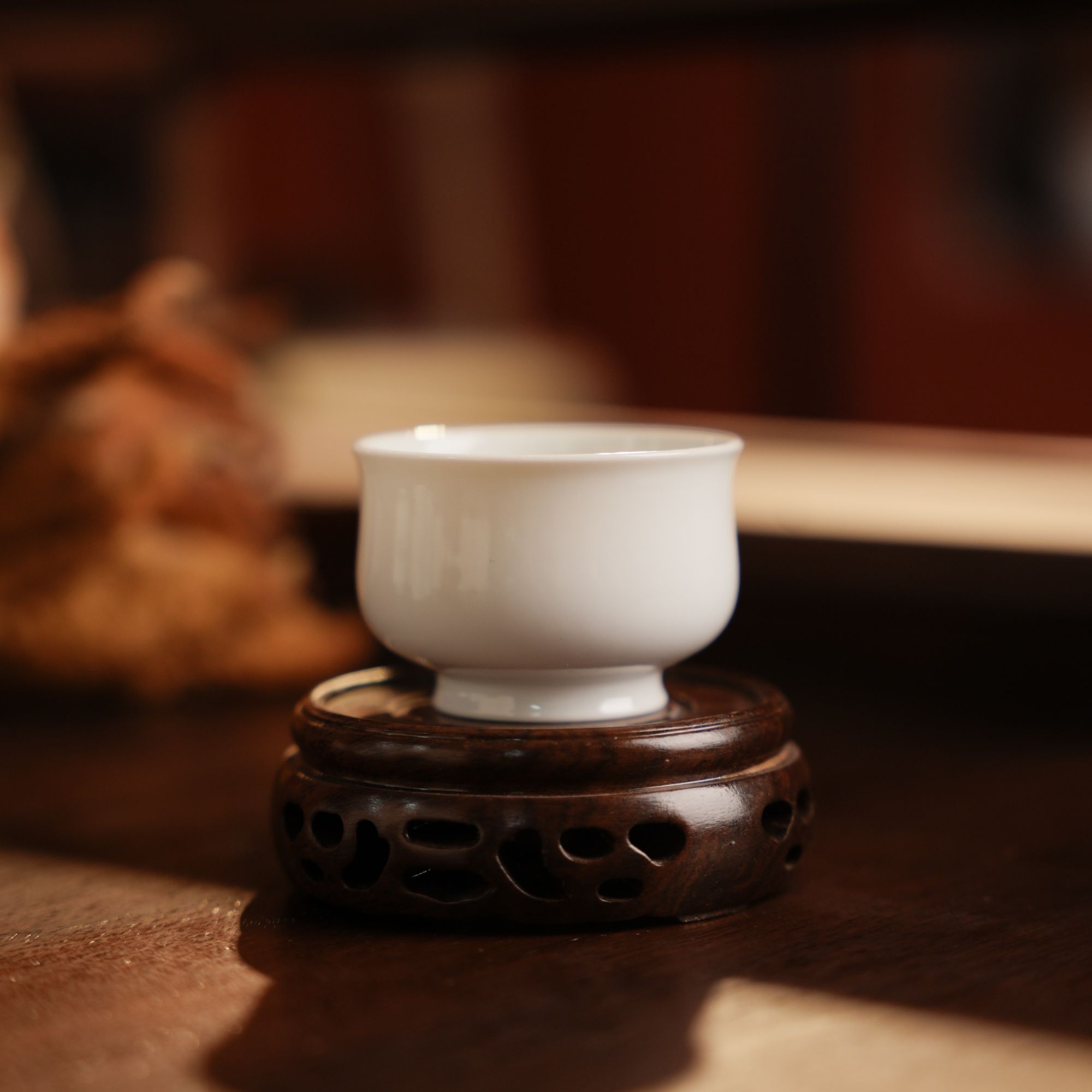 刘建锋窑甜白釉白瓷白胎迷你小炉式杯