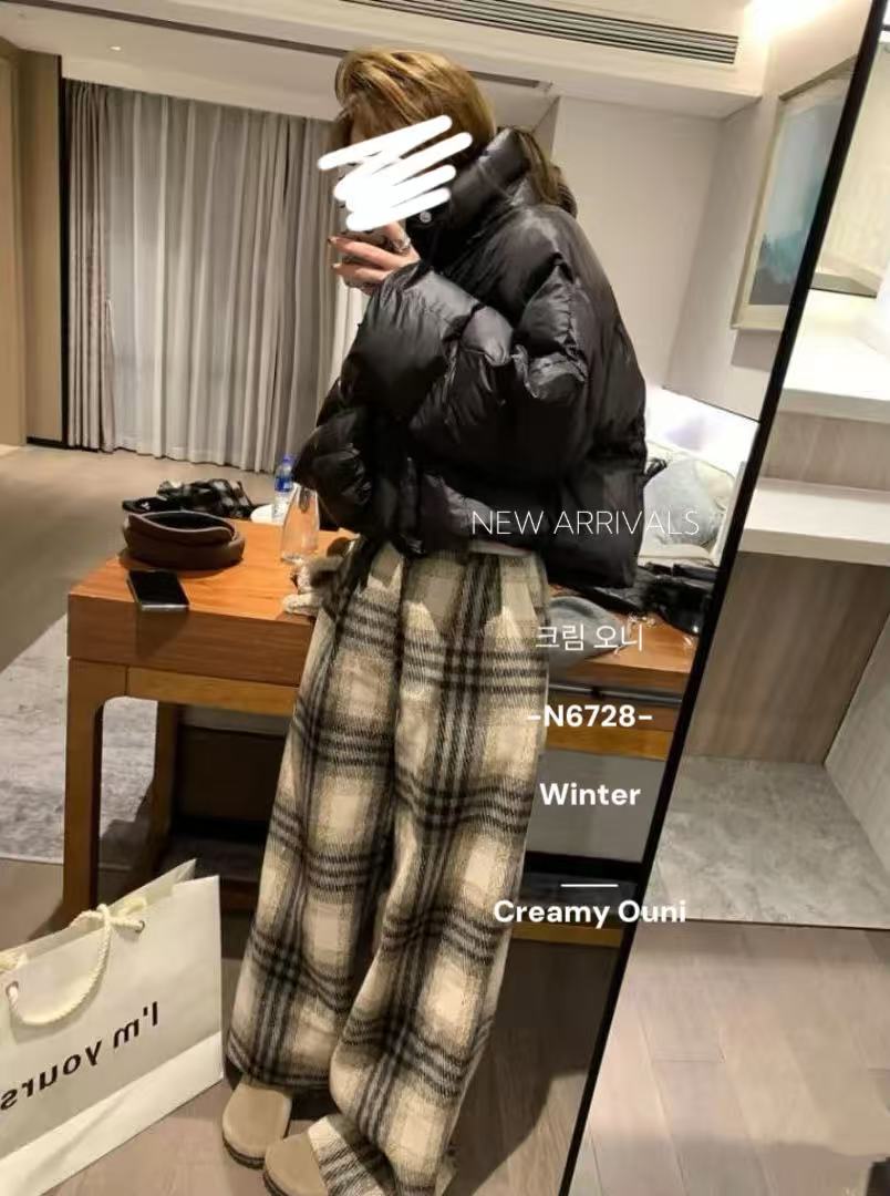 米满满-奶油欧尼-6728-百搭加厚格子裤（加绒加厚 裤长103起）kc