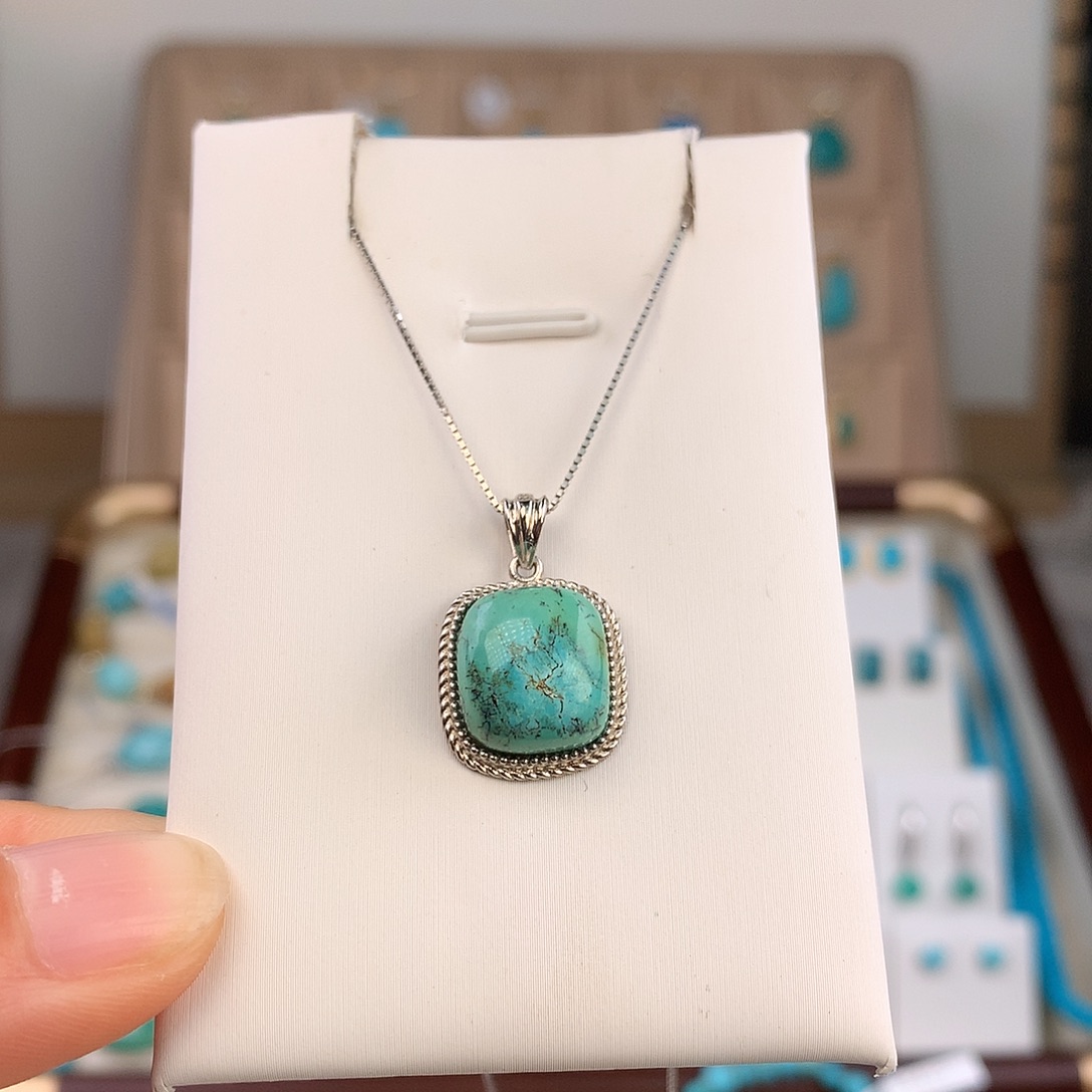 绿松石银S925镶嵌颈饰