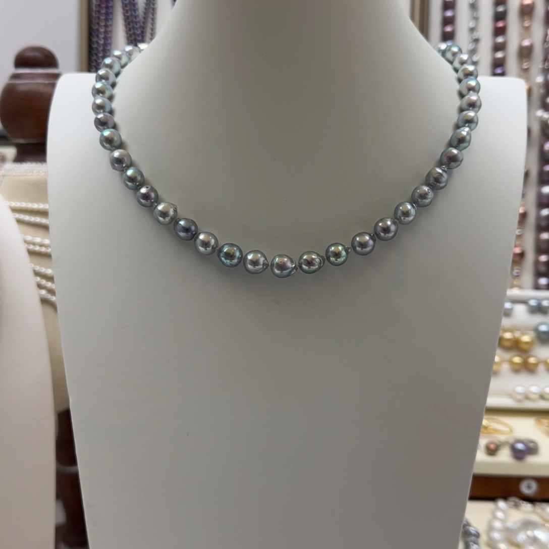 海水珍珠银S925镶嵌项链