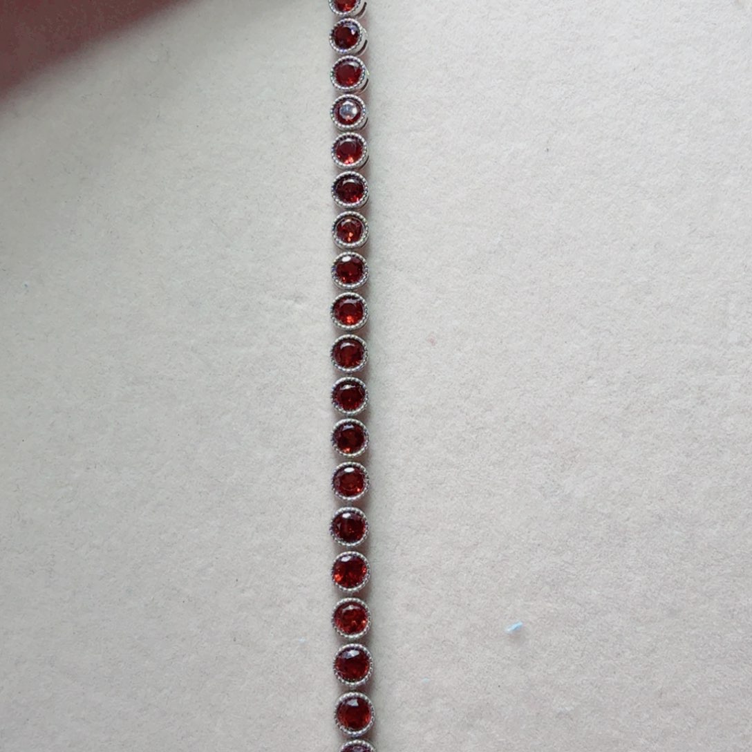 石榴石手链银S925镶嵌国首质检