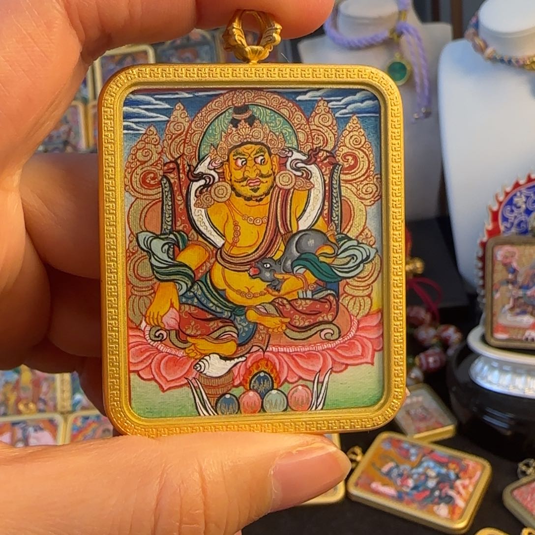 吊坠黄财神热贡唐卡