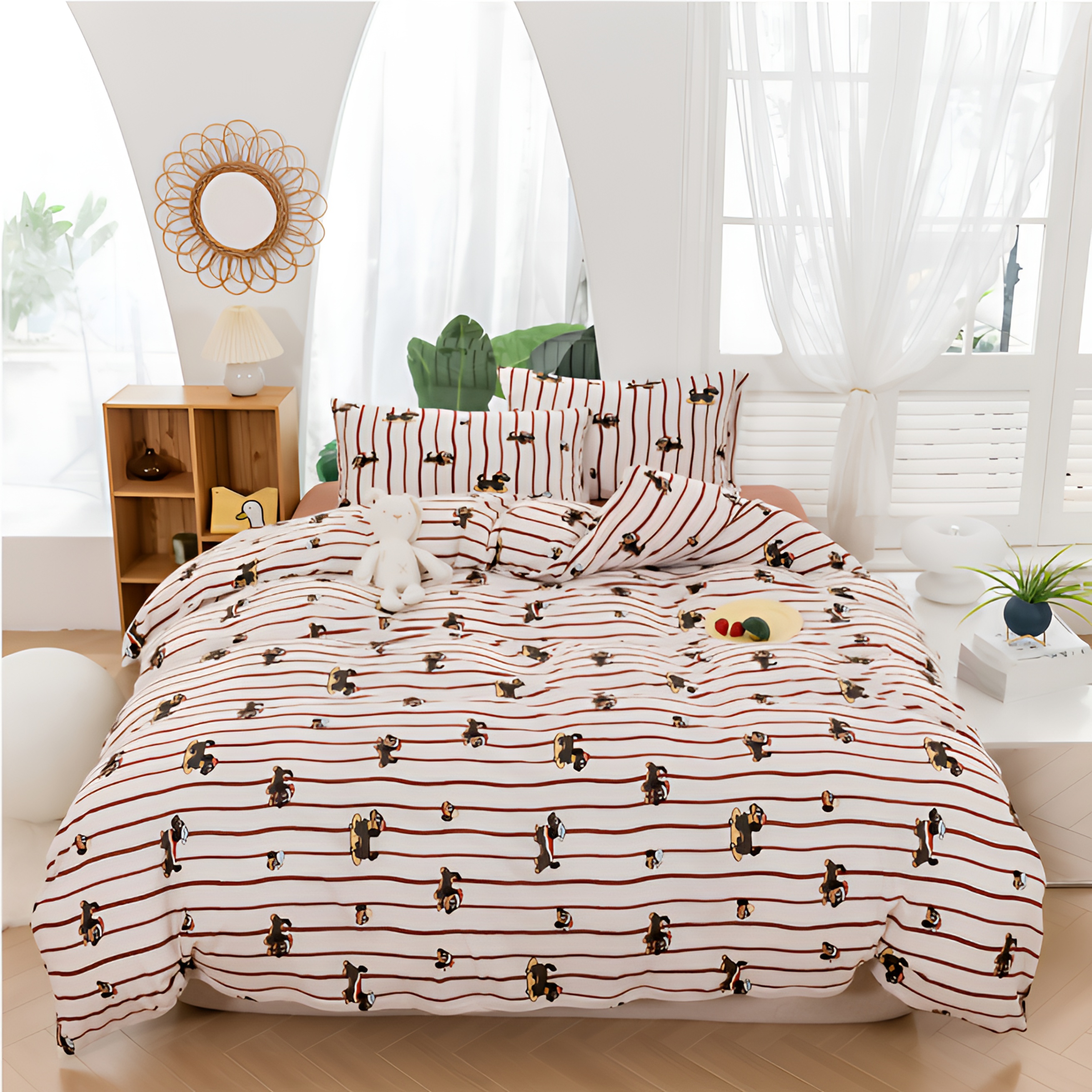 全棉纯棉针织棉A类卡通加厚四件套 学生宿舍家用亲肤保暖可爱套件