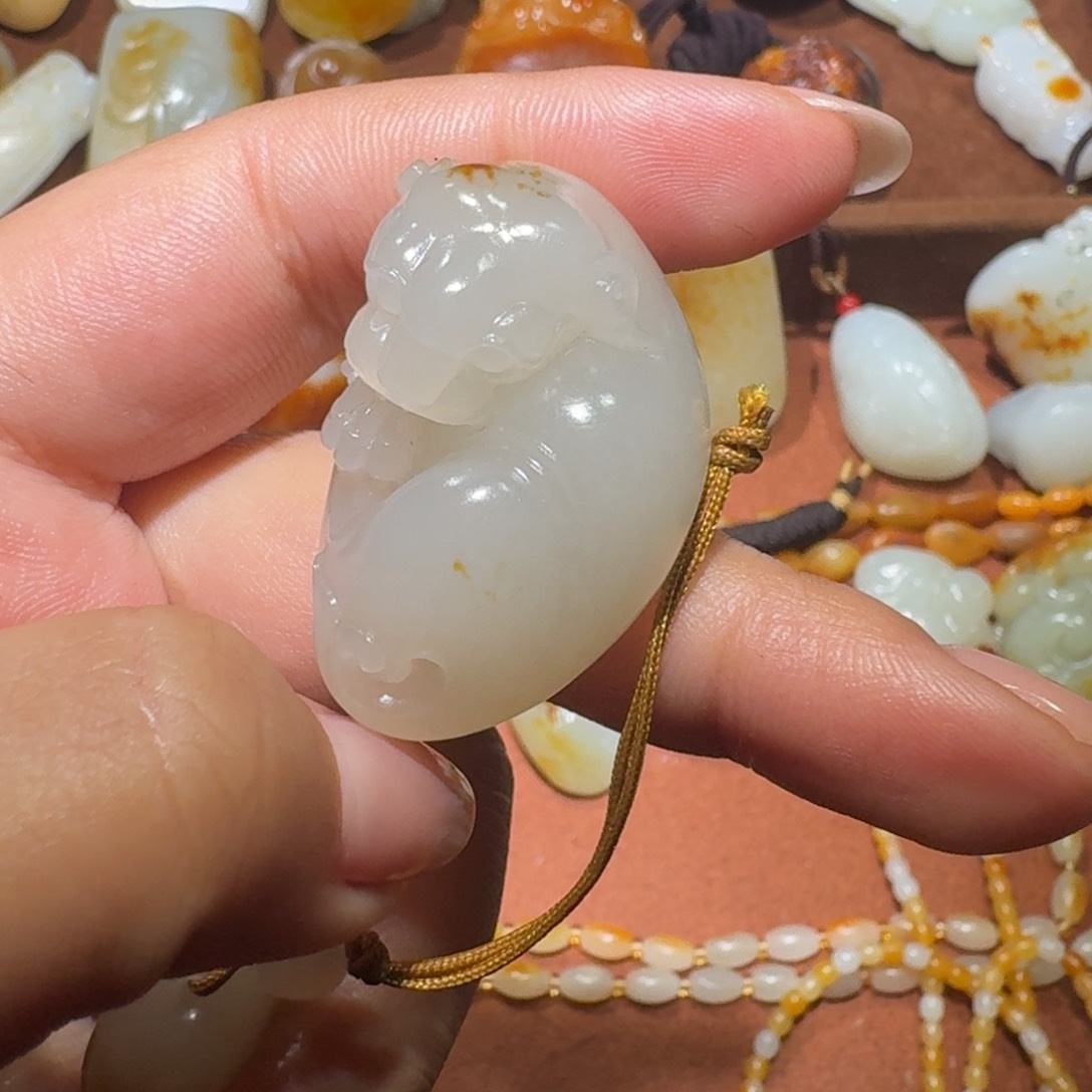 和田玉挂件18K金镶嵌用****6