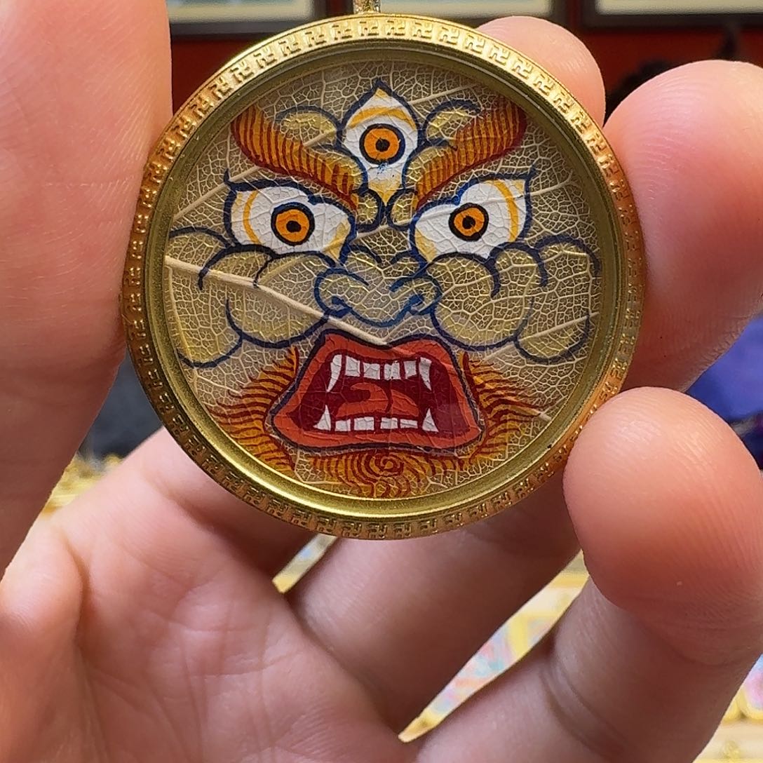 吊坠白财神-热贡纯手绘