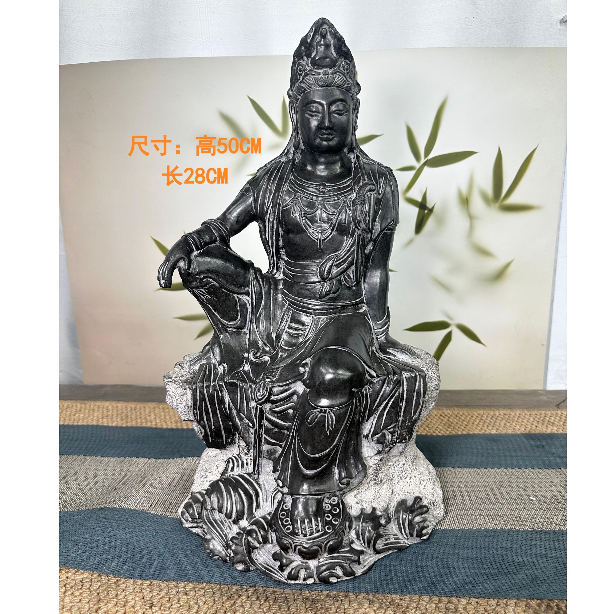 山西精美青石石雕桌面造景摆件雕刻雕塑神像工艺品（50水月观音）