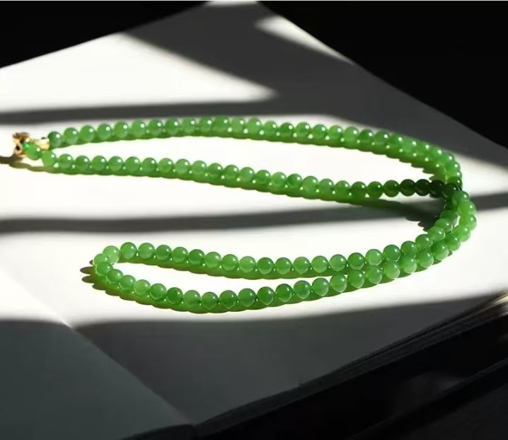 【瑾翠珠宝】和田碧玉卡6mm项链多圈手链