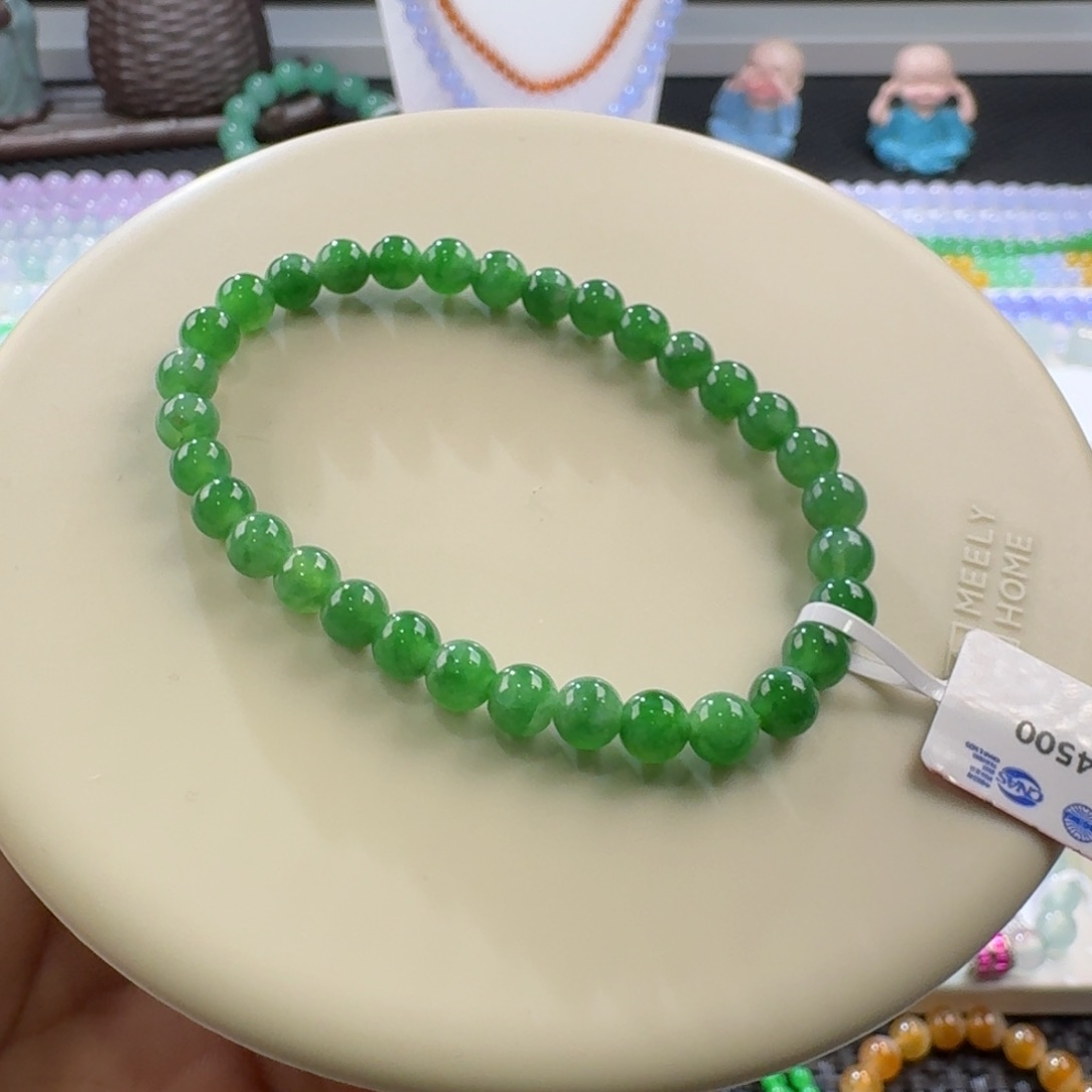 翡翠手链未镶嵌冰翠绿卡5.9左右新品福利！