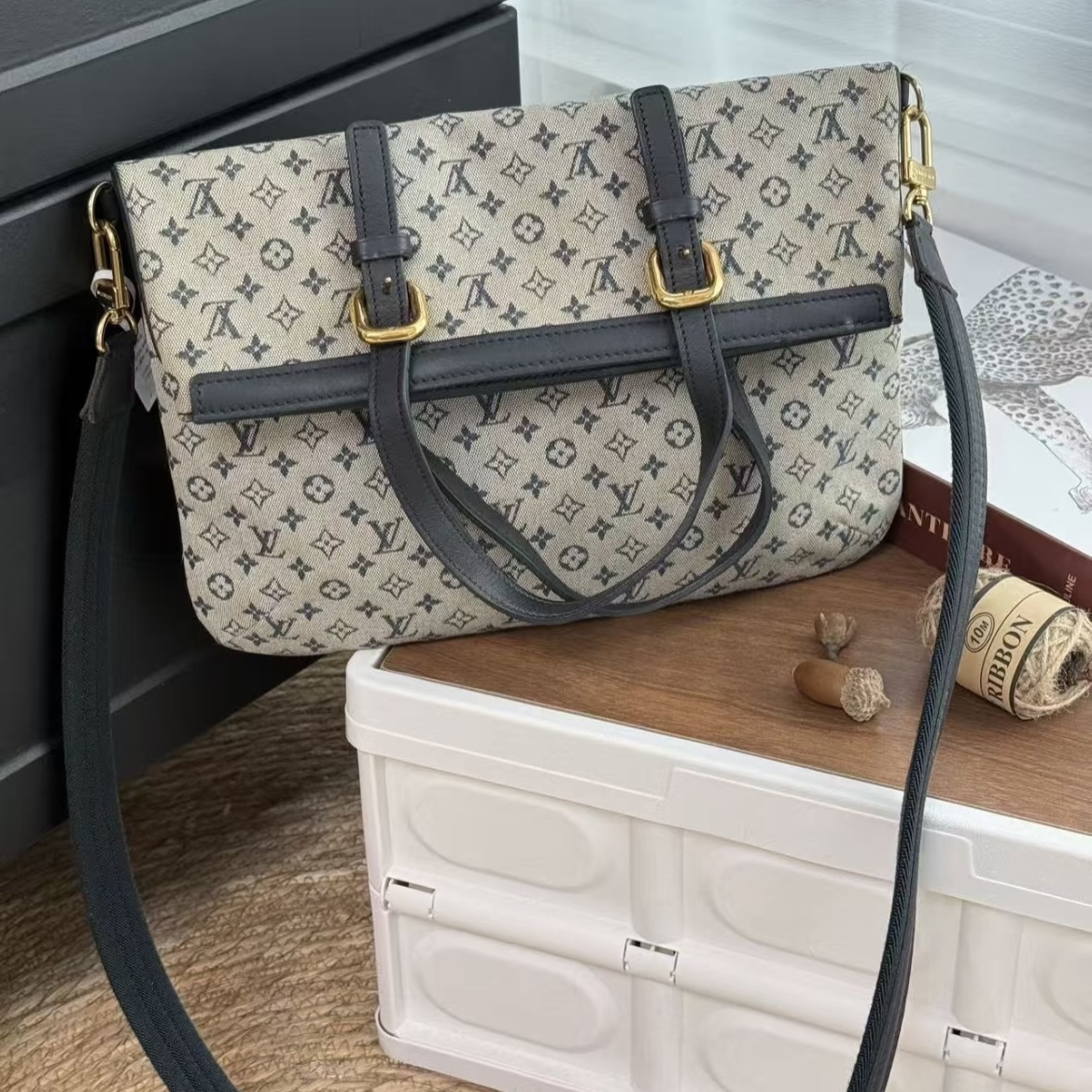 95新 LouisVuitton/路易威登 LV琴谱丹宁手提斜挎
