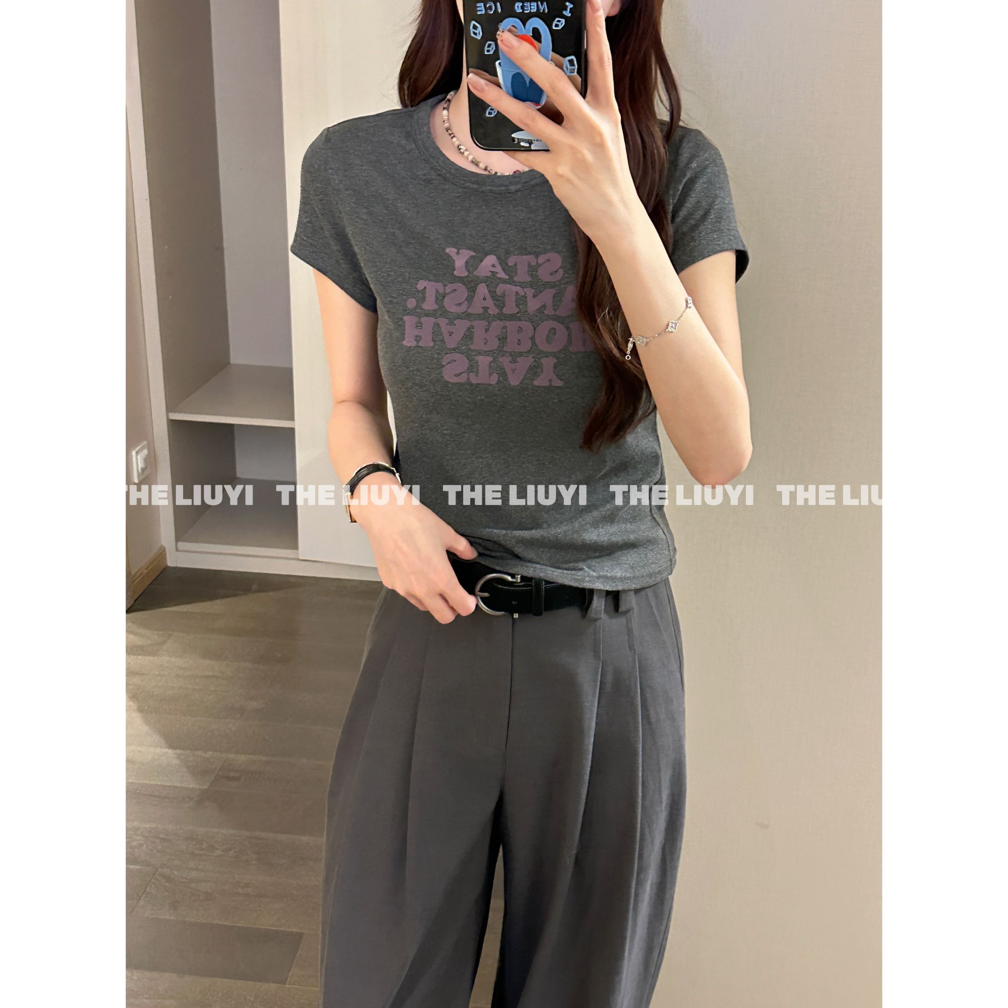 【LIUYI】时髦印花字母显瘦T恤580713