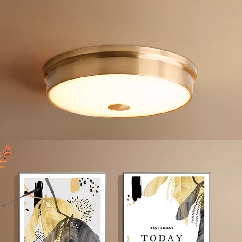 全铜简约大气美式楼道超薄吸顶灯充电客厅玄关阳台声控圆形吸顶灯