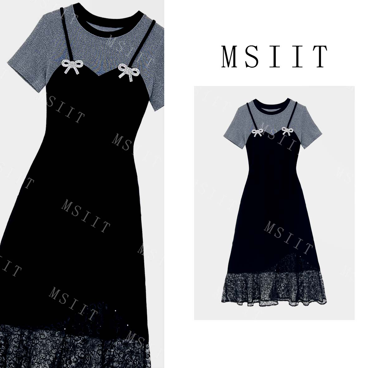 XX-夏日轻奢简约舒适感设计拼接重工显瘦气质连衣裙女JC-A4018