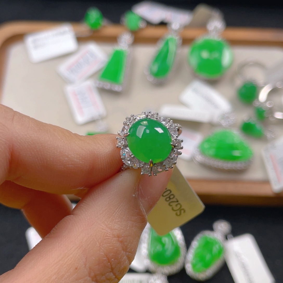 翡翠银S925镶嵌吊坠(不含链)翡翠