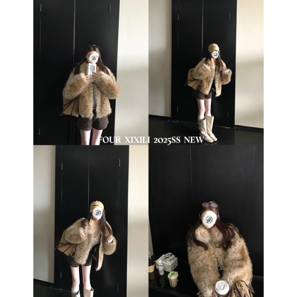 XIXI 25NEW |小奶豹 |田曦薇小田明星同款长袖短款冬厚毛毛外套