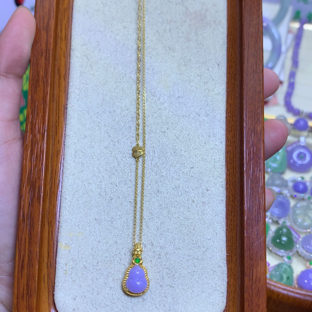 翡翠18K金镶嵌颈饰翡翠（含18k链）