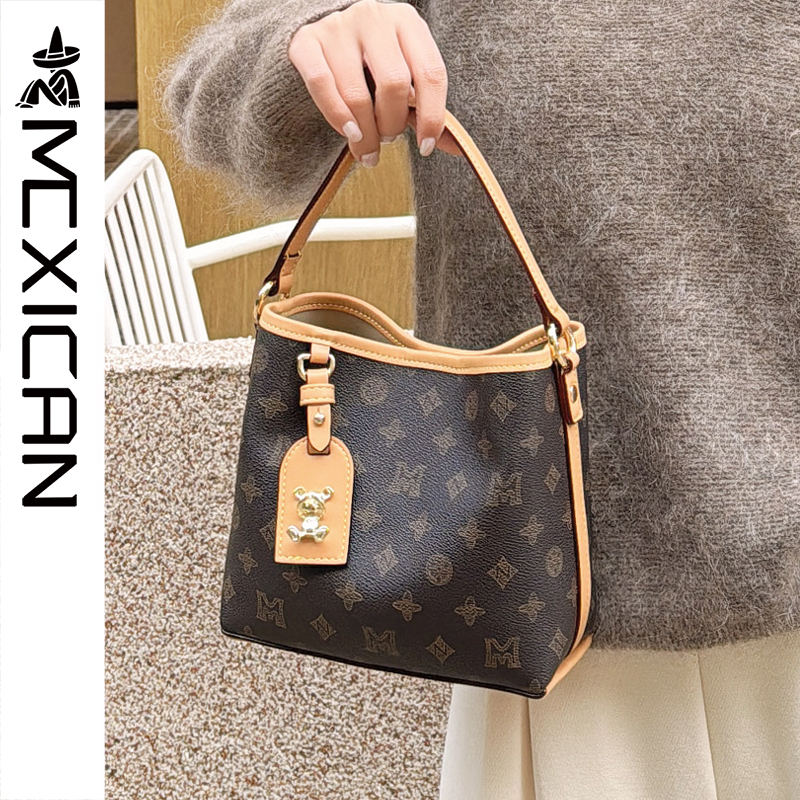 稻草人女包斜挎包女2025新款百搭休闲水桶包高级感手提菜篮子包