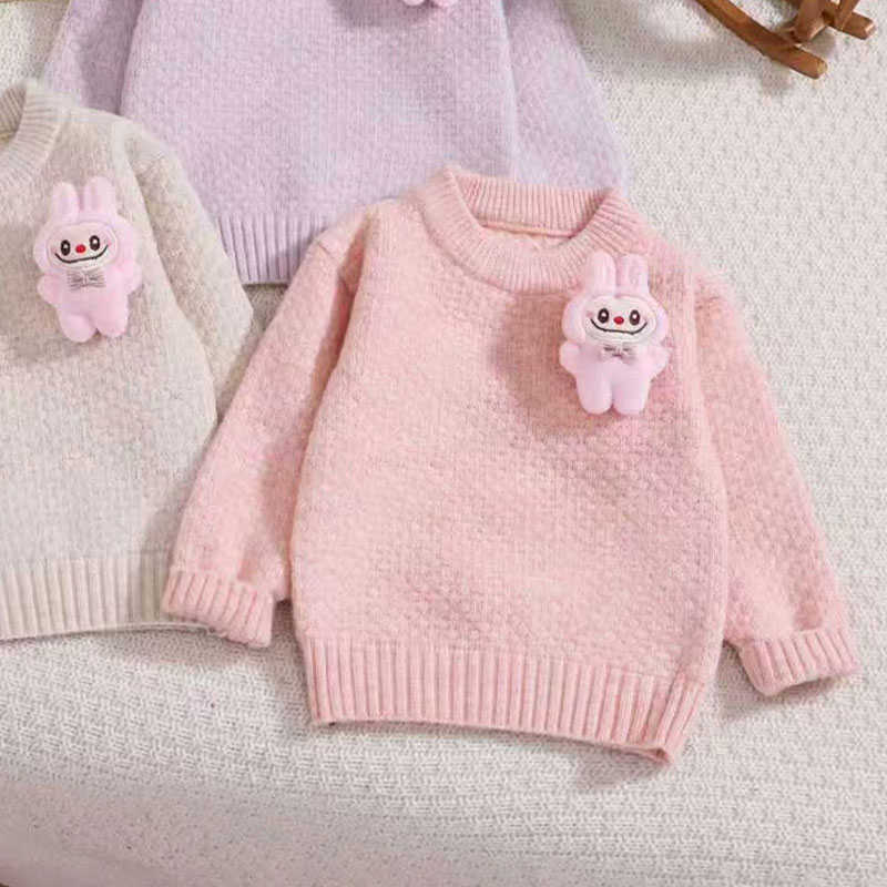 女童厚款卡通动漫圆领毛衣针织衫打底衫