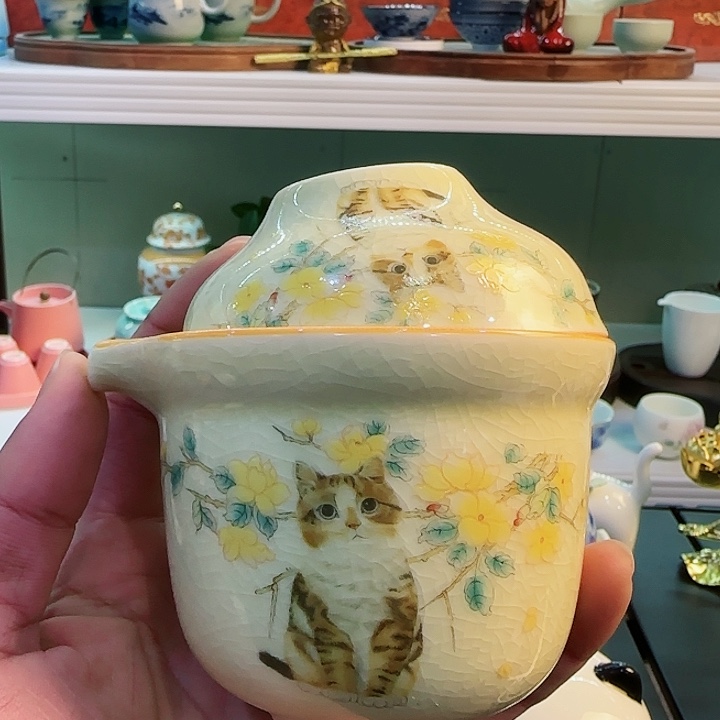 青花瓷器 茶叶罐 玻璃旅行陶瓷套