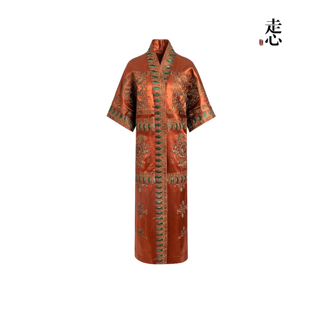 【走心非遗香云纱】莲花三兔金橘 长外披24ZLY5214