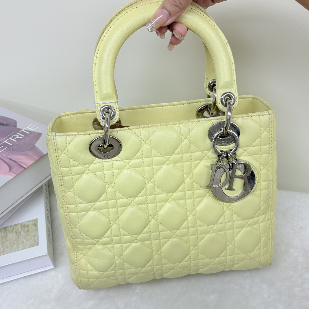 95新 DIOR/迪奥 柠檬黄五格戴妃包
