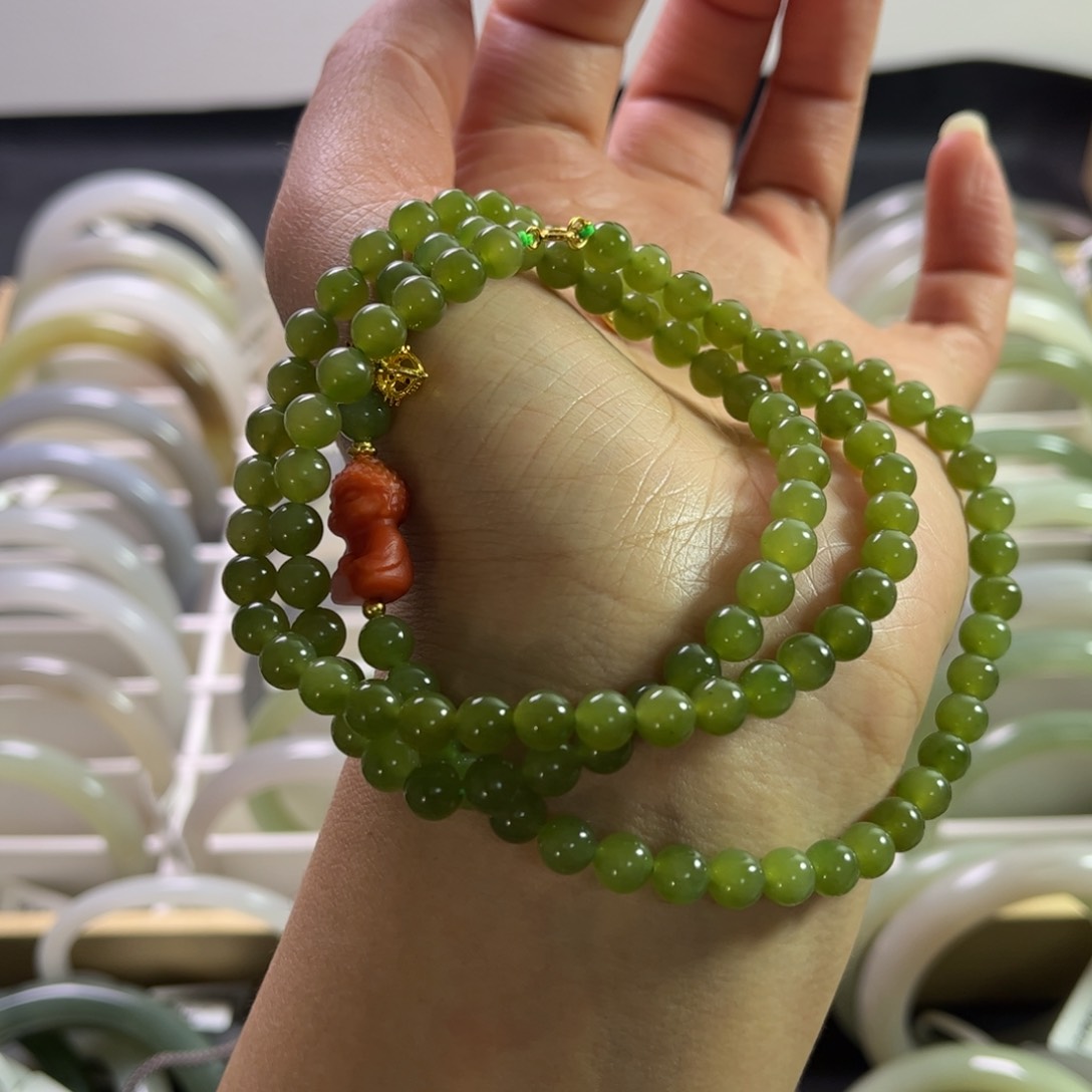 和田玉（碧玉）长链未镶嵌