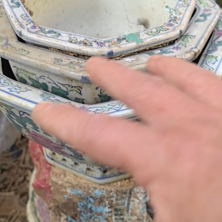 红陶夜***声瓷器花盆3个