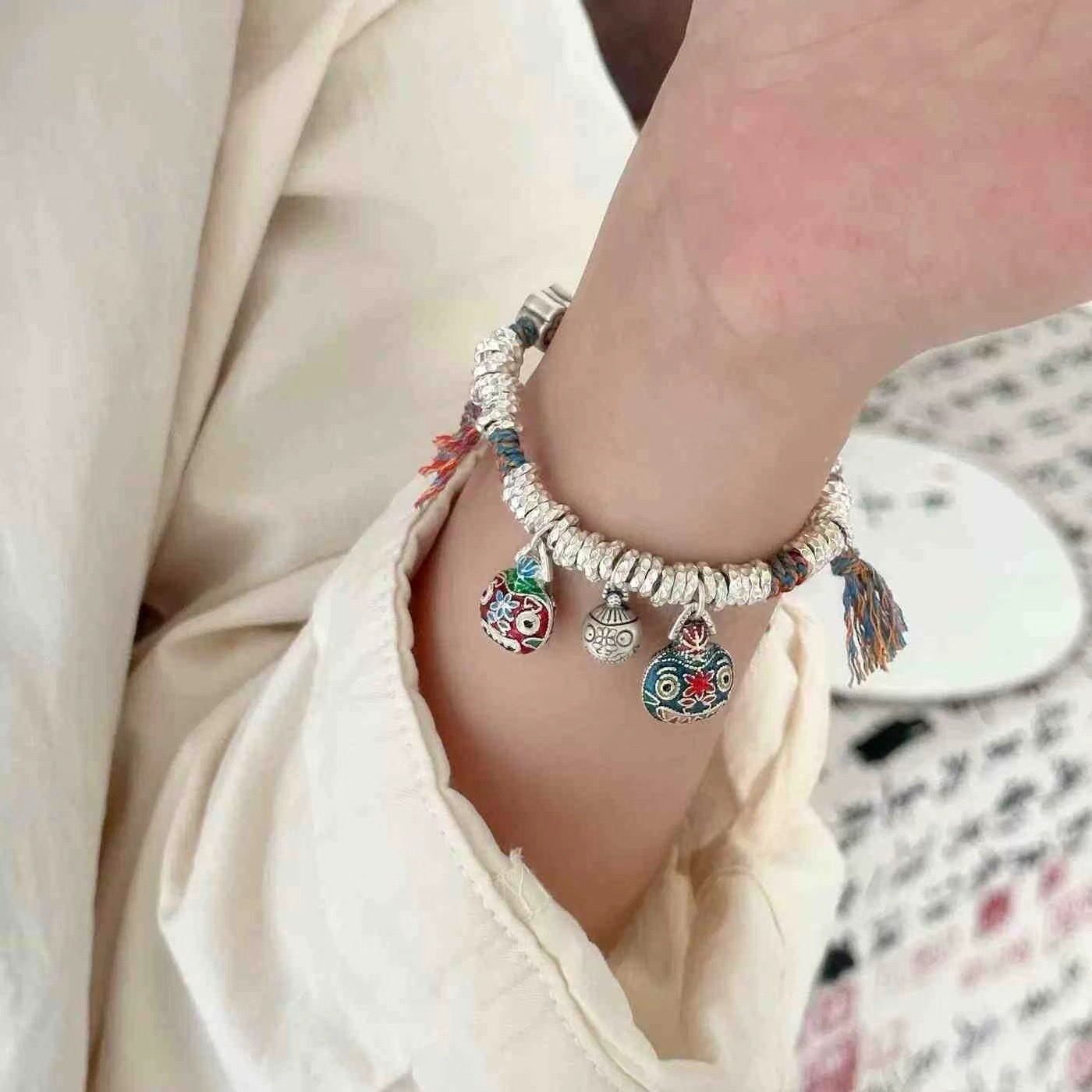 999.9手链吞金兽一家三口盘缠复古小众手绳手工编绳女可调节