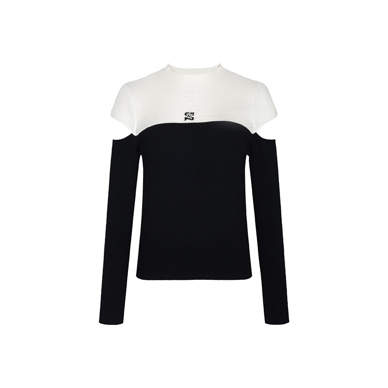 【直播专享】商场同款春秋新品黑白撞色拼接针织衫NDY1A41586