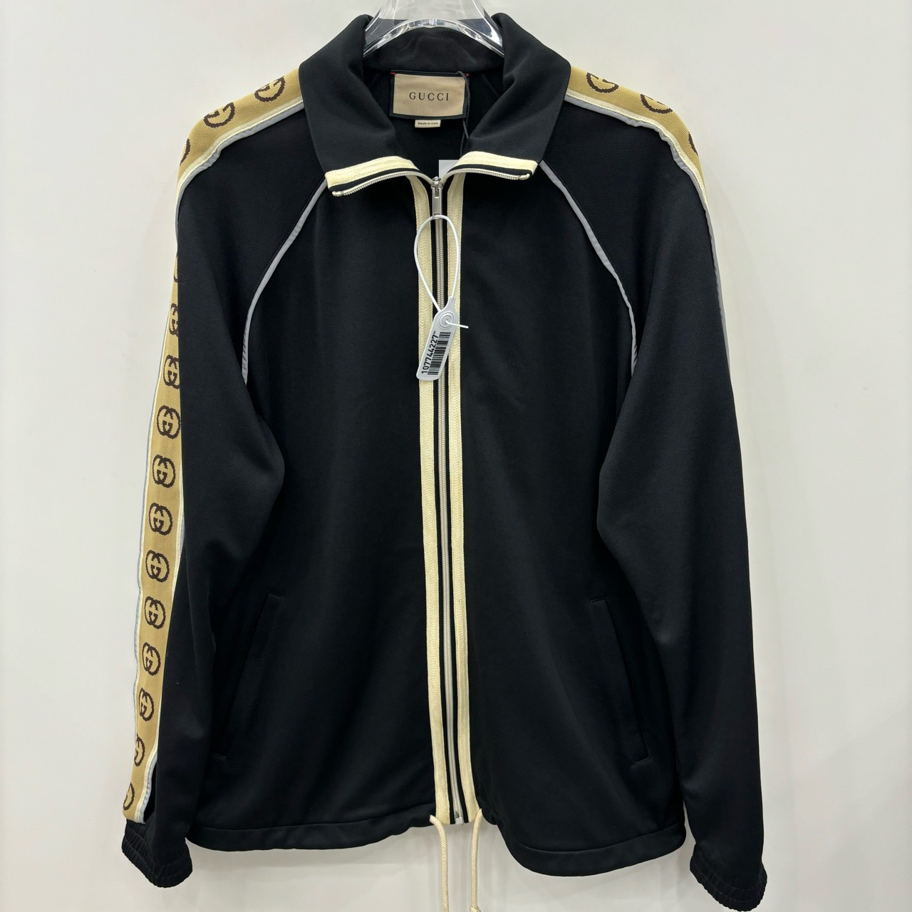 GUCCI 古驰/侧袖Logo条纹休闲长袖夹克外套/尺码L/99新/编号7086