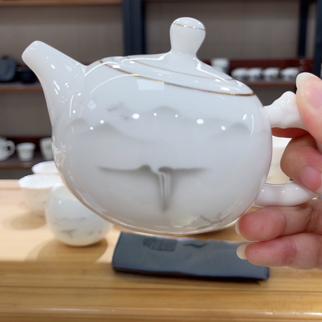 高端羊脂玉茶具套装