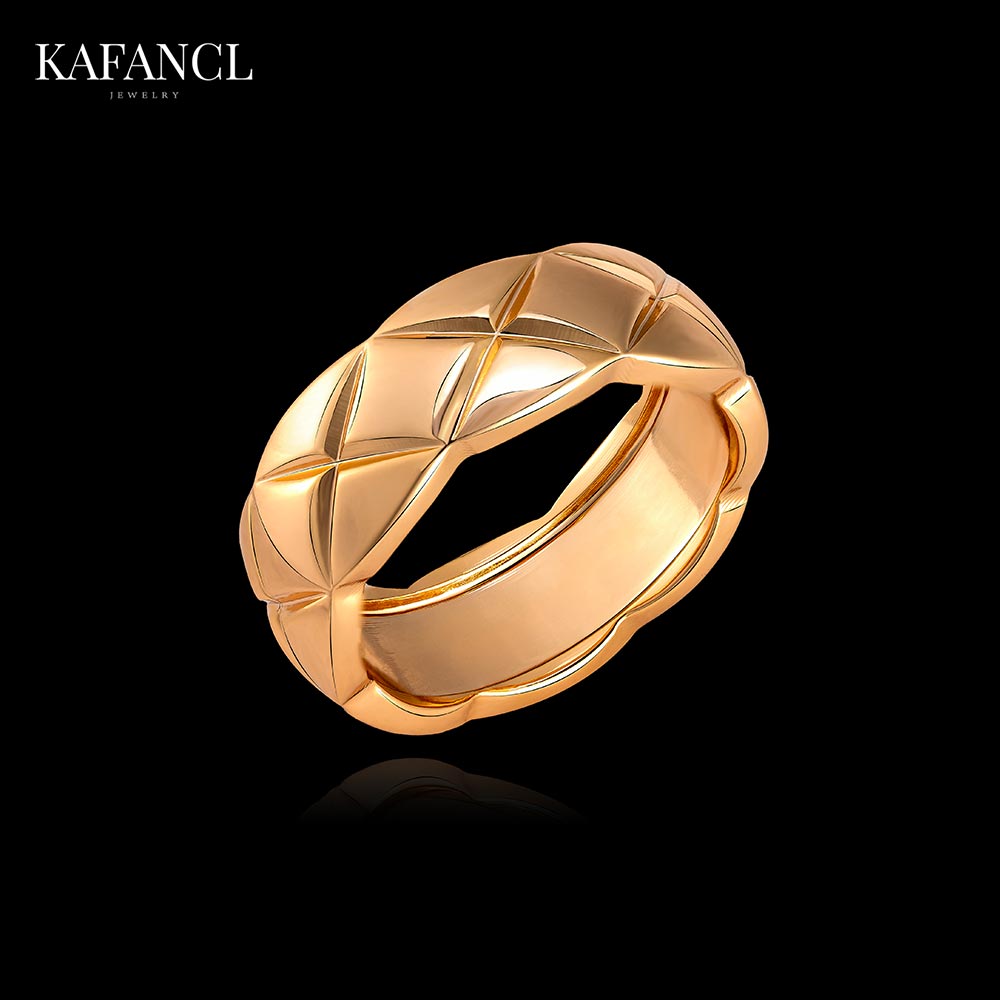 红楼 镀K金 水冰月光面中版戒指 ZH-D127