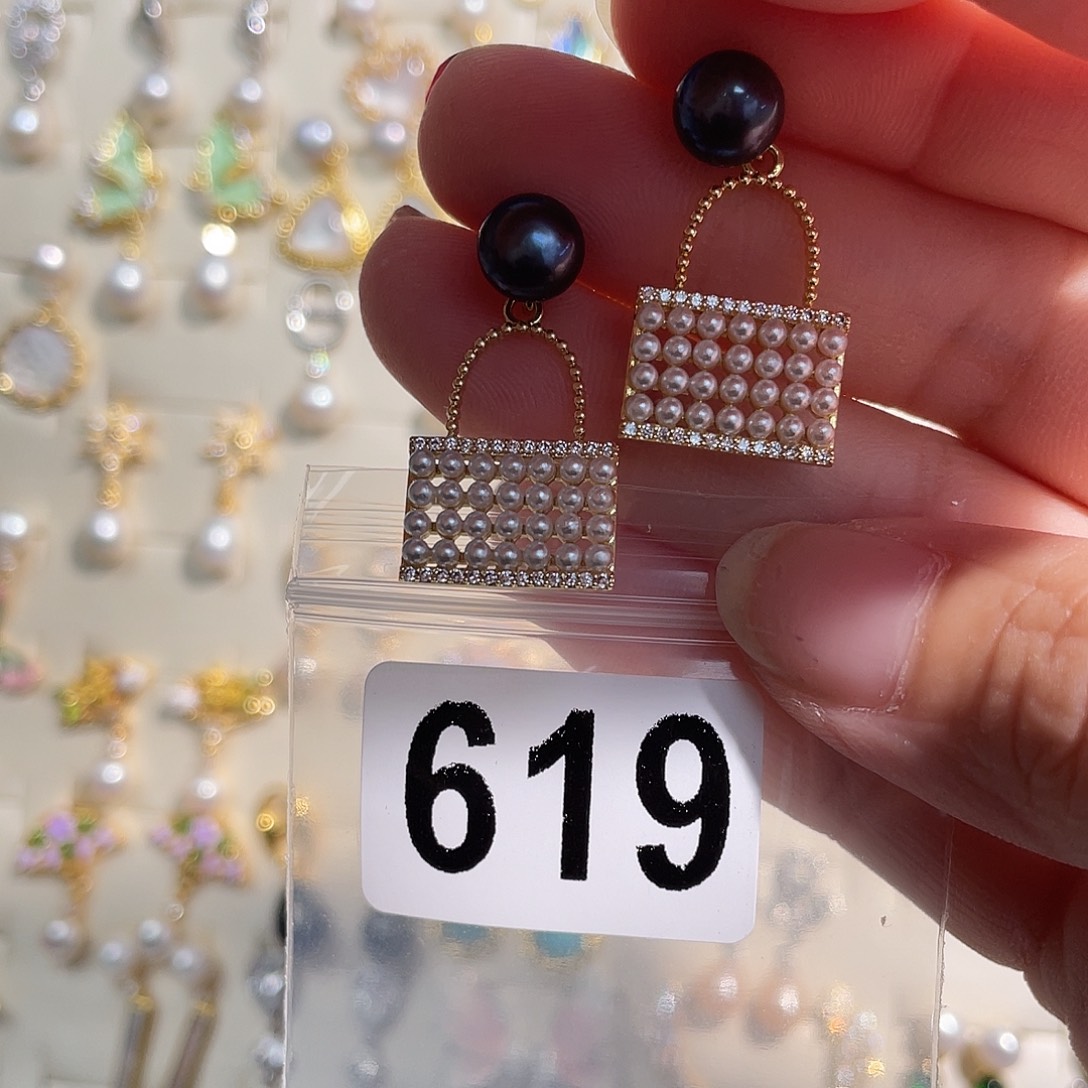 合金淡水珍珠耳饰