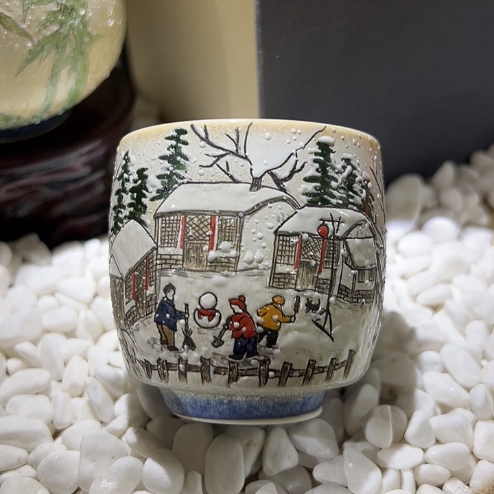 手绘童趣雪景主人杯