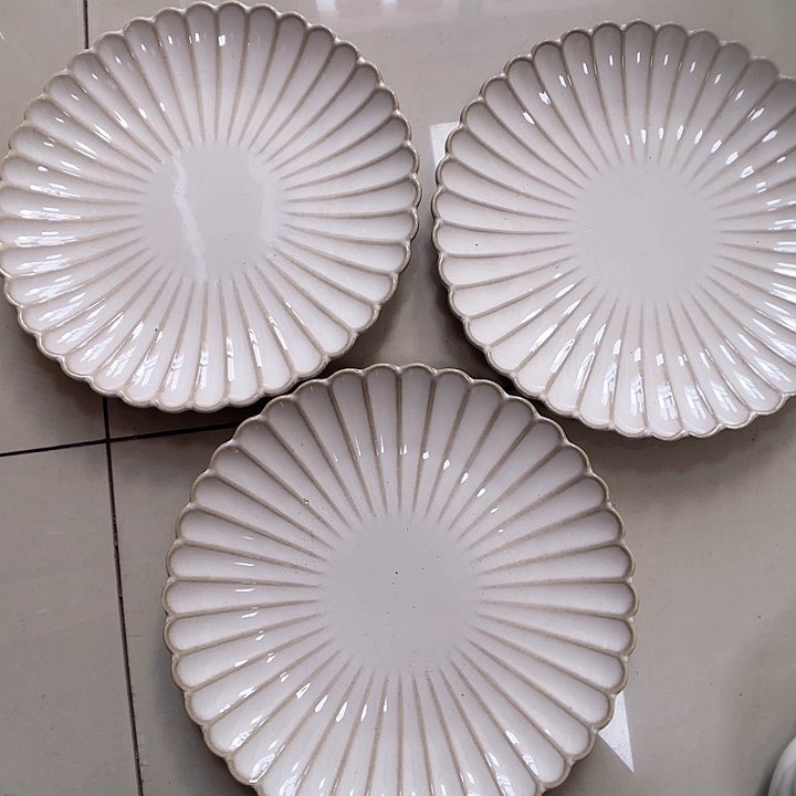 瓷片瑕疵特价陶瓷浅盘3只