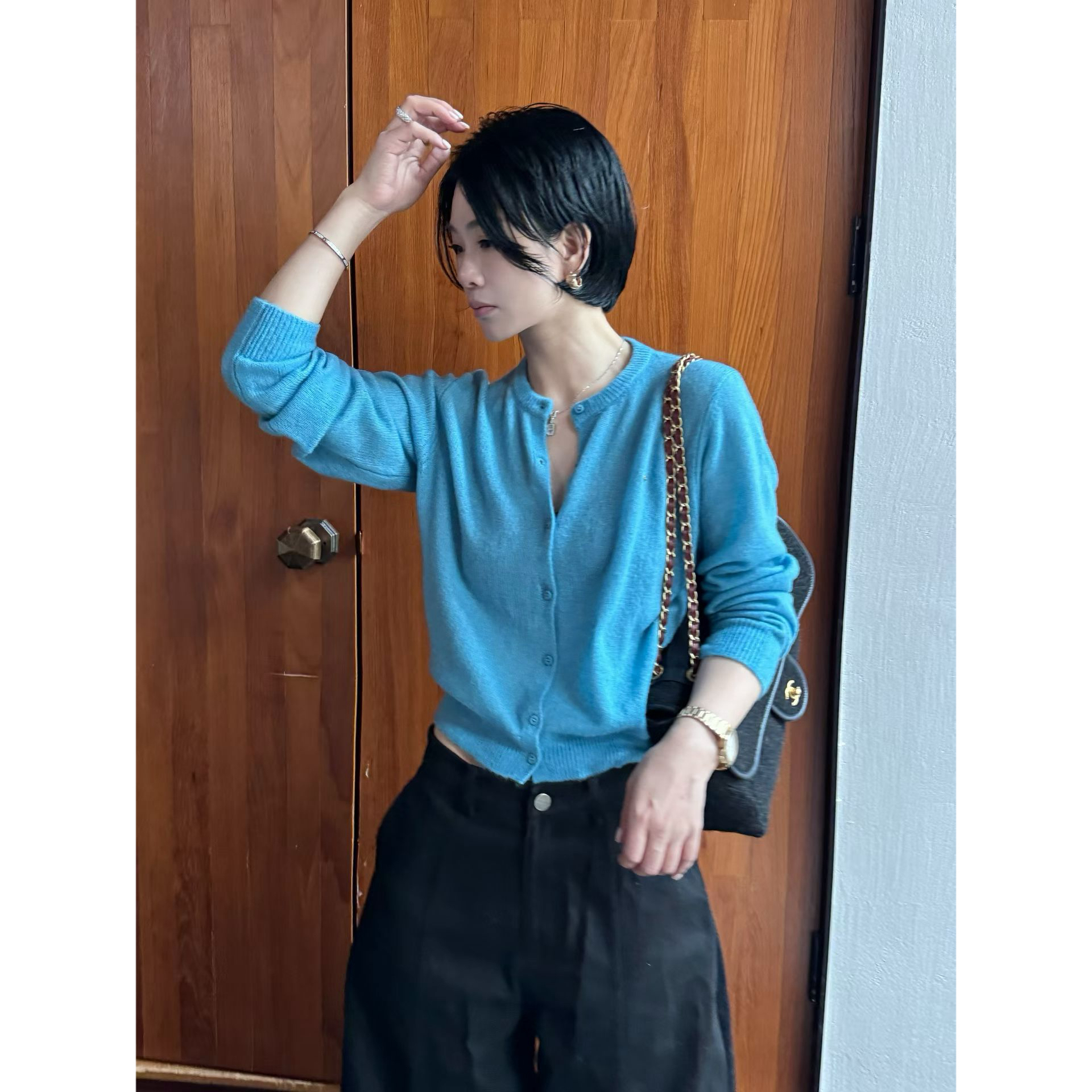 LIS&Az-湖蓝小标开衫 XY121312